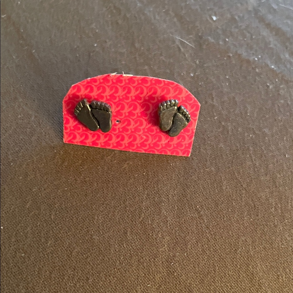 Red and Black Baby Feet Earrings